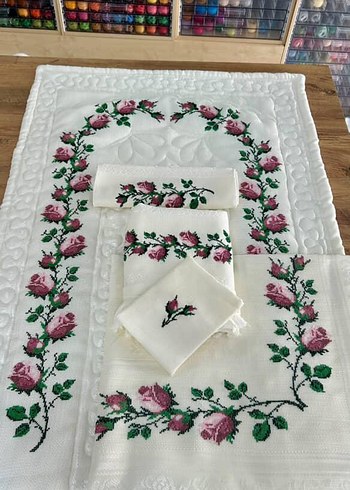 sarmaşık desenli etamin bohça seti - Görsel 2