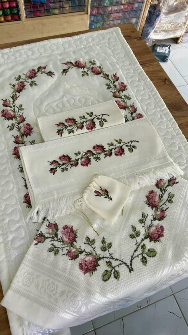 sarmaşık desenli etamin bohça seti - Görsel 4