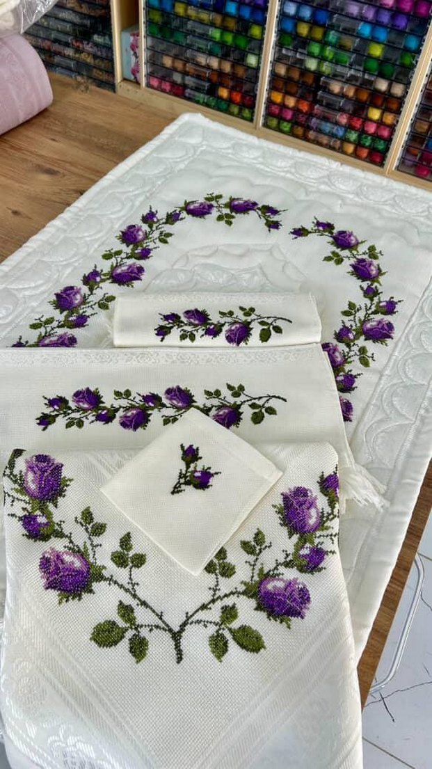 sarmaşık desenli etamin bohça seti - Görsel 3