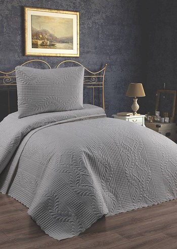 Nakışlı Beyaz Yatak Örtüsü - Görsel 2