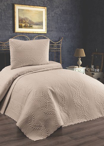 Nakışlı Beyaz Yatak Örtüsü - Görsel 4