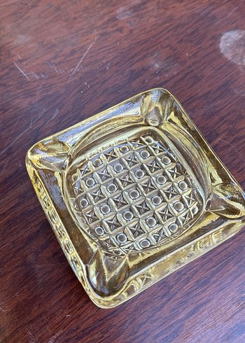 İkili sarı kristal küllük 1960s - Görsel 4