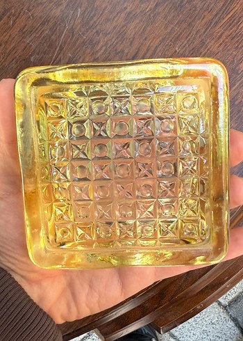 İkili sarı kristal küllük 1960s - Görsel 6