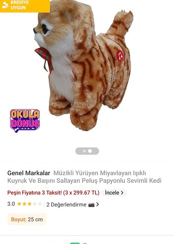 Beden Renk Kahverengi Peluş Oyuncak Kedi