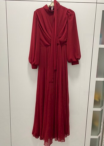 Trendyol & Milla Bordo Uzun Kollu Drapeli Kadın Elbise