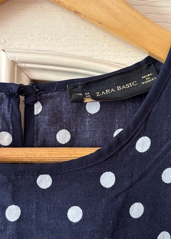 Lacivert Puantiyeli Kolsuz Bluz - Görsel 2