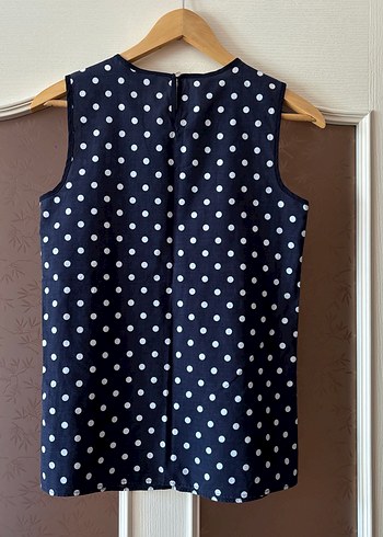 Lacivert Puantiyeli Kolsuz Bluz - Görsel 3