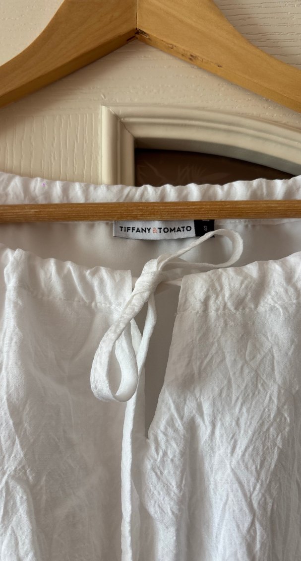 Beyaz Keten Uzun Bohem Elbise - Görsel 2