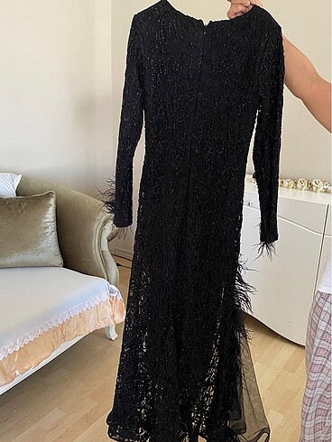 Zara Siyah nakışlı abiye elbise ????