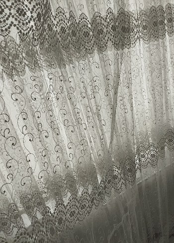 beyaz Desenli Beyaz Tül Perde - Görsel 5