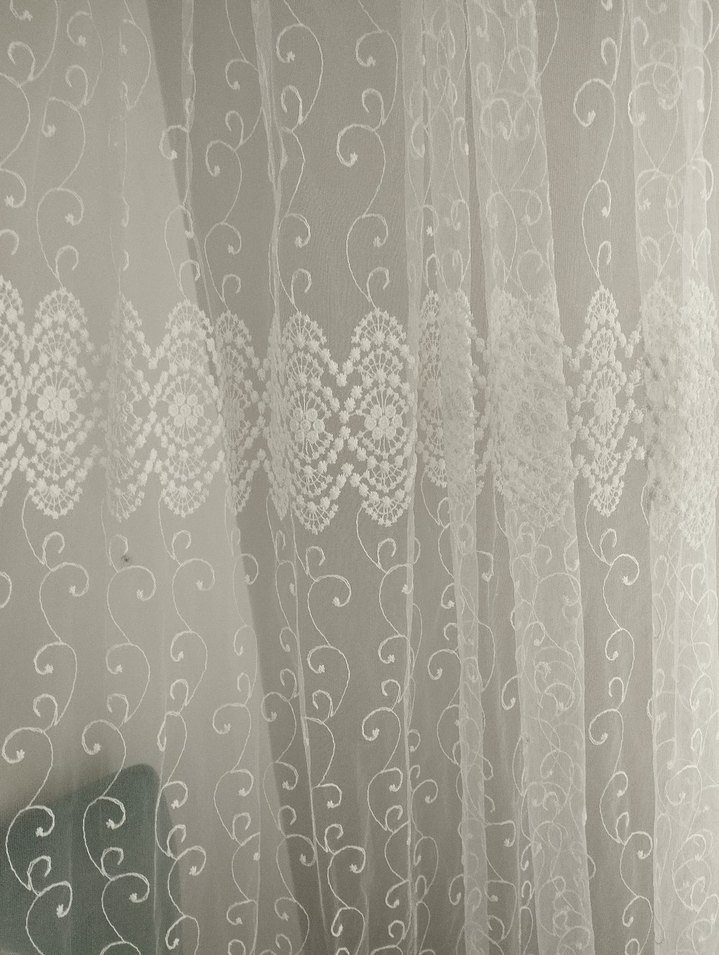 beyaz  Desenli Beyaz Tül Perde - Görsel 2