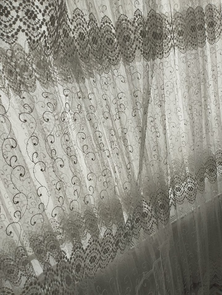 beyaz  Desenli Beyaz Tül Perde - Görsel 5