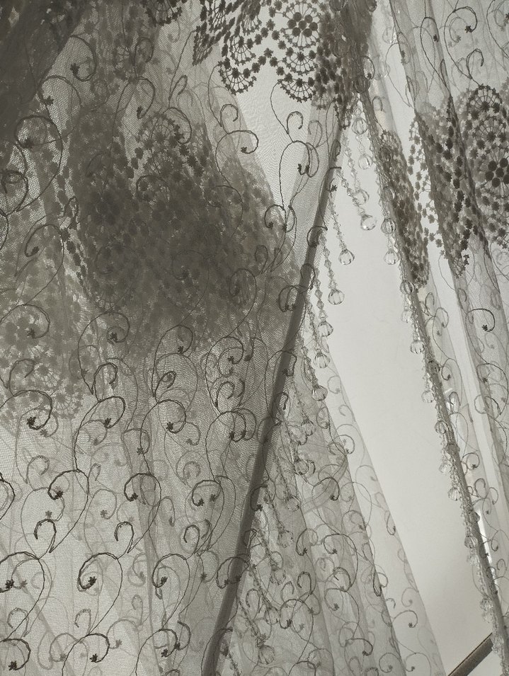 beyaz  Desenli Beyaz Tül Perde - Görsel 3