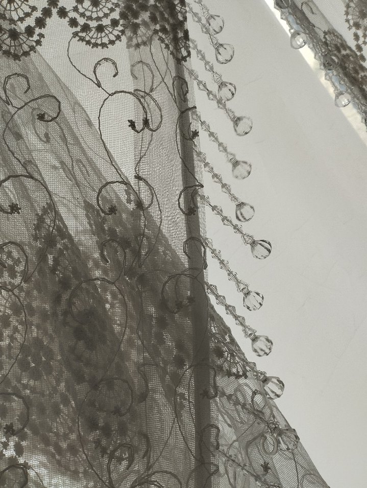 beyaz  Desenli Beyaz Tül Perde - Görsel 4