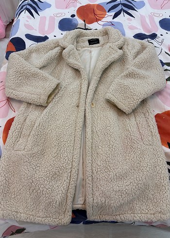 Kadın Beyaz Peluş Midi Kaban - Görsel 2