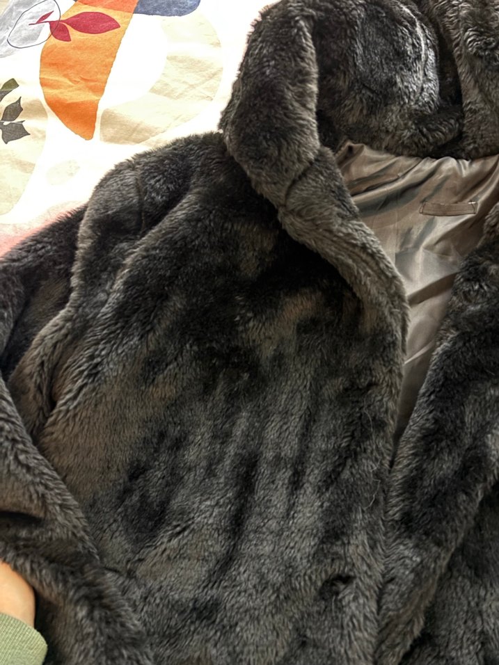 Siyah Midi Boy Suni Kürk Ceket - Görsel 3