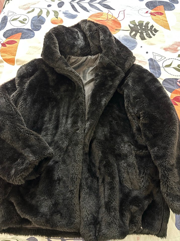 Siyah Midi Boy Suni Kürk Ceket - Görsel 2