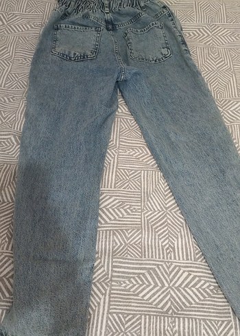 Kadın Mavi Bel Detaylı Normal Paça Kot Pantolon - Görsel 4