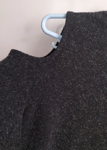 Uzun Kollu Gri Triko Elbise - Görsel 4