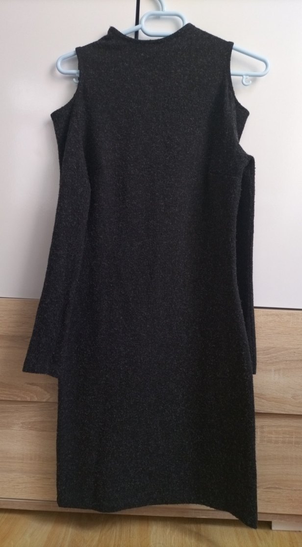 Uzun Kollu Gri Triko Elbise - Görsel 2