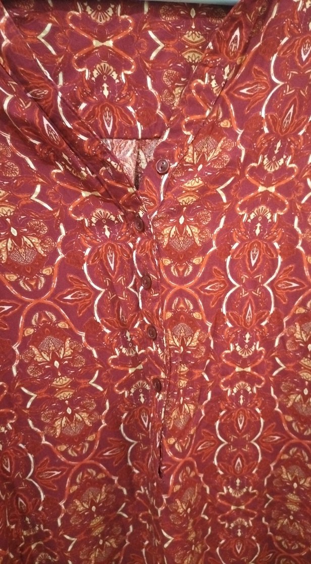 Bordo Bohem Uzun Kollu V Yaka Bluz - Görsel 2