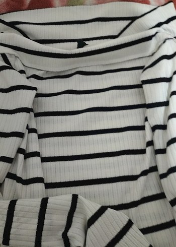 Kadın Beyaz Çizgili Triko Bluz - Görsel 4