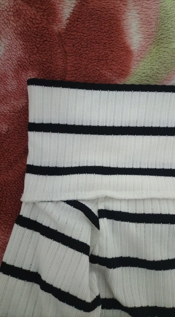 Kadın Beyaz Çizgili Triko Bluz - Görsel 2