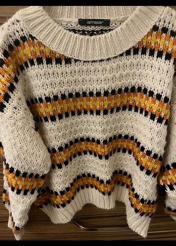 Çizgili Bohem Örgü Kadın Kazak - Görsel 4