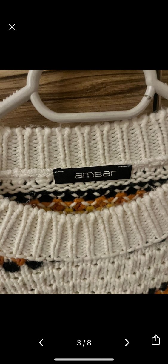 Çizgili Bohem Örgü Kadın Kazak - Görsel 3