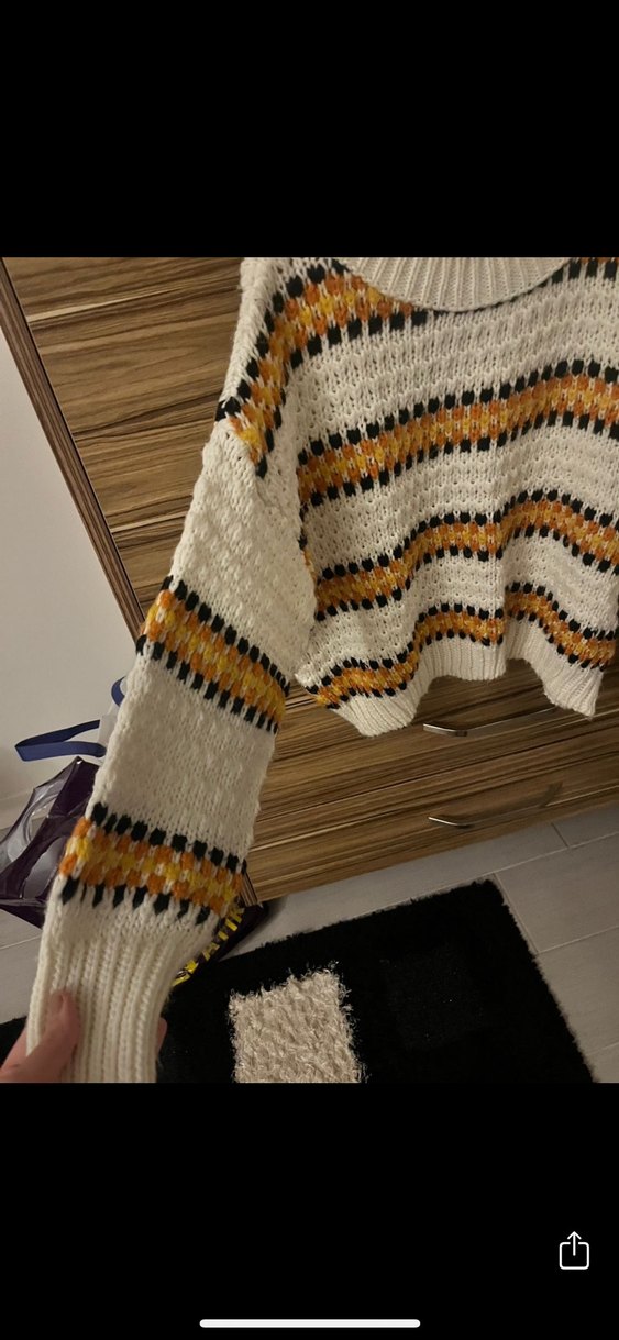 Çizgili Bohem Örgü Kadın Kazak - Görsel 2