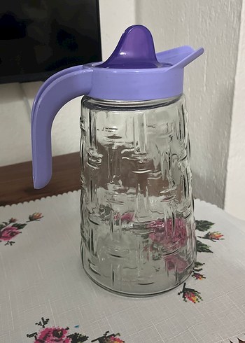 Pastel Mor Kapaklı Cam Sürahi - Görsel 3