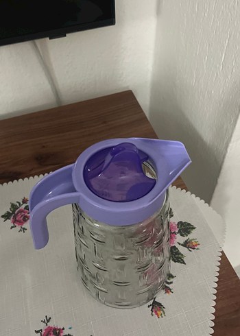 Pastel Mor Kapaklı Cam Sürahi - Görsel 2