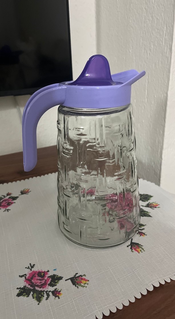 Pastel Mor Kapaklı Cam Sürahi - Görsel 3