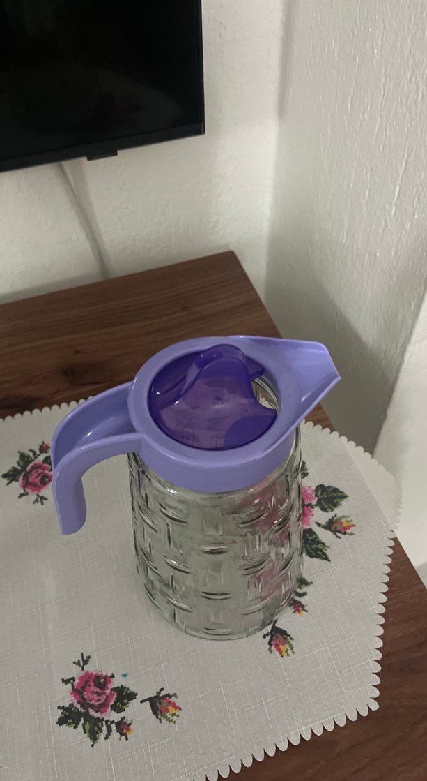 Pastel Mor Kapaklı Cam Sürahi - Görsel 2