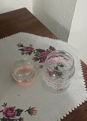 Pembe Dantel Detaylı Cam kavanoz - Görsel 3