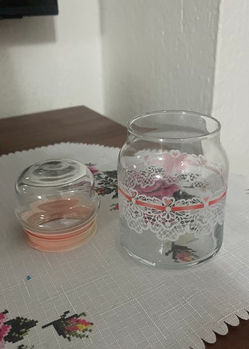 Pembe Dantel Detaylı Cam kavanoz - Görsel 4