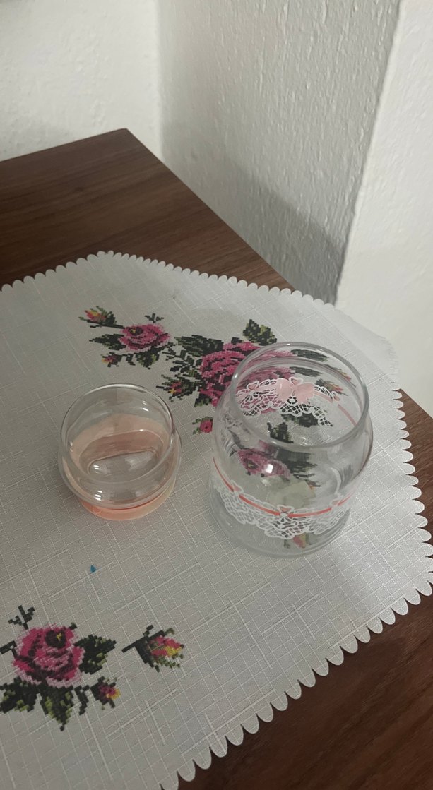Pembe Dantel Detaylı Cam kavanoz - Görsel 3