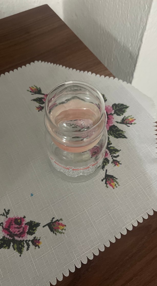 Pembe Dantel Detaylı Cam kavanoz - Görsel 2