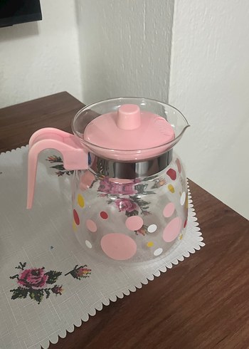 Renkli Pembe Desenli Cam Demlik - Görsel 3