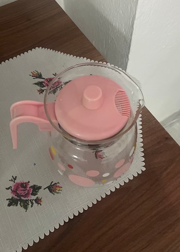 Renkli Pembe Desenli Cam Demlik - Görsel 4