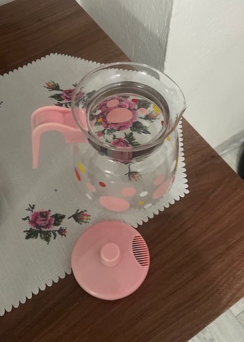 Renkli Pembe Desenli Cam Demlik - Görsel 5