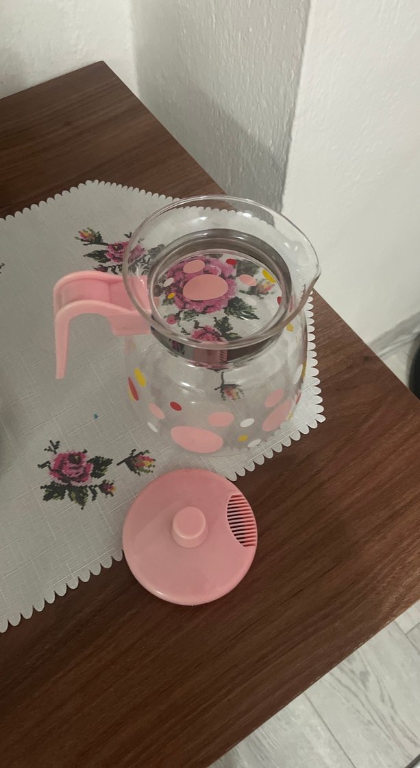 Renkli Pembe Desenli Cam Demlik - Görsel 5