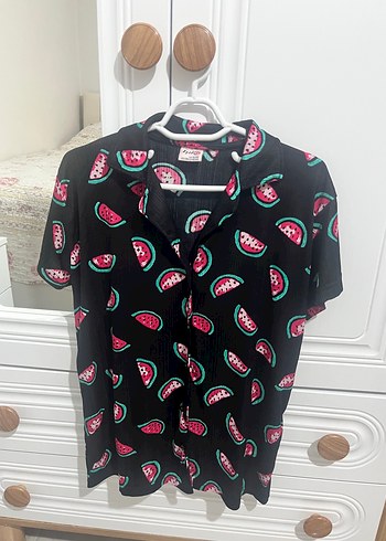 Renkli Karpuz Desenli Kısa Kollu Kadın Pijama - Görsel 2