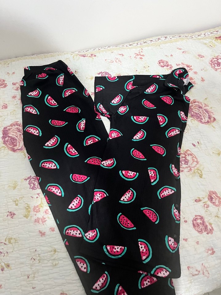 Renkli Karpuz Desenli Kısa Kollu Kadın Pijama - Görsel 5