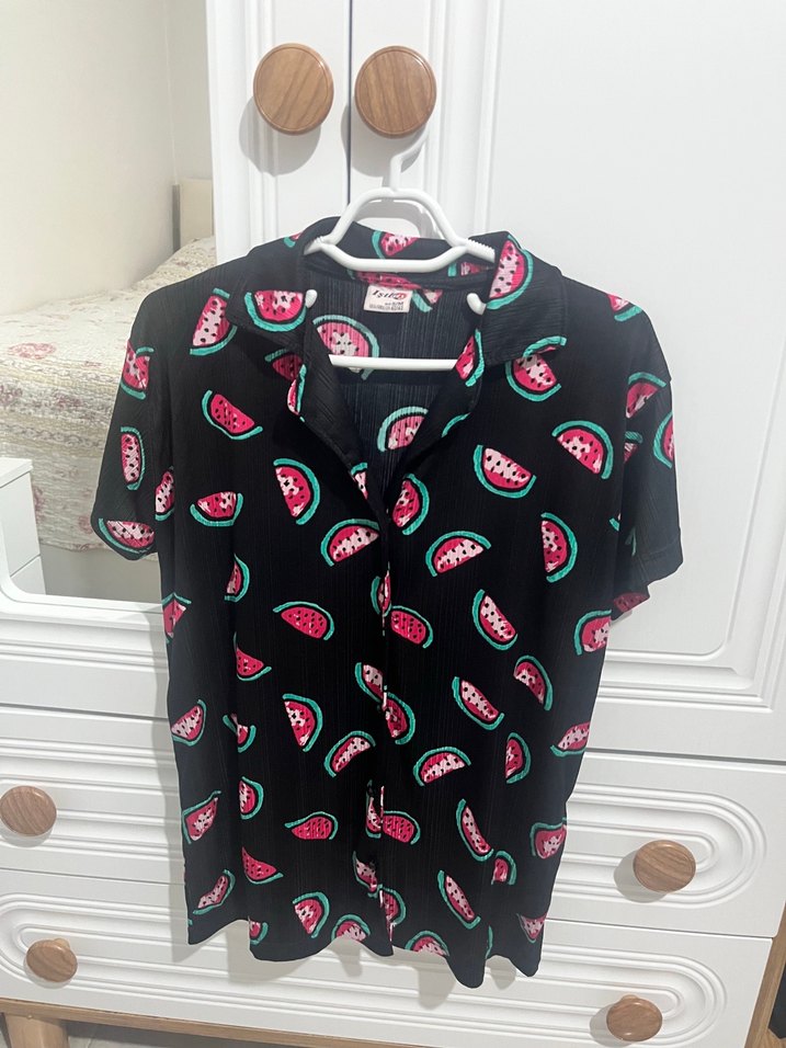 Renkli Karpuz Desenli Kısa Kollu Kadın Pijama - Görsel 2