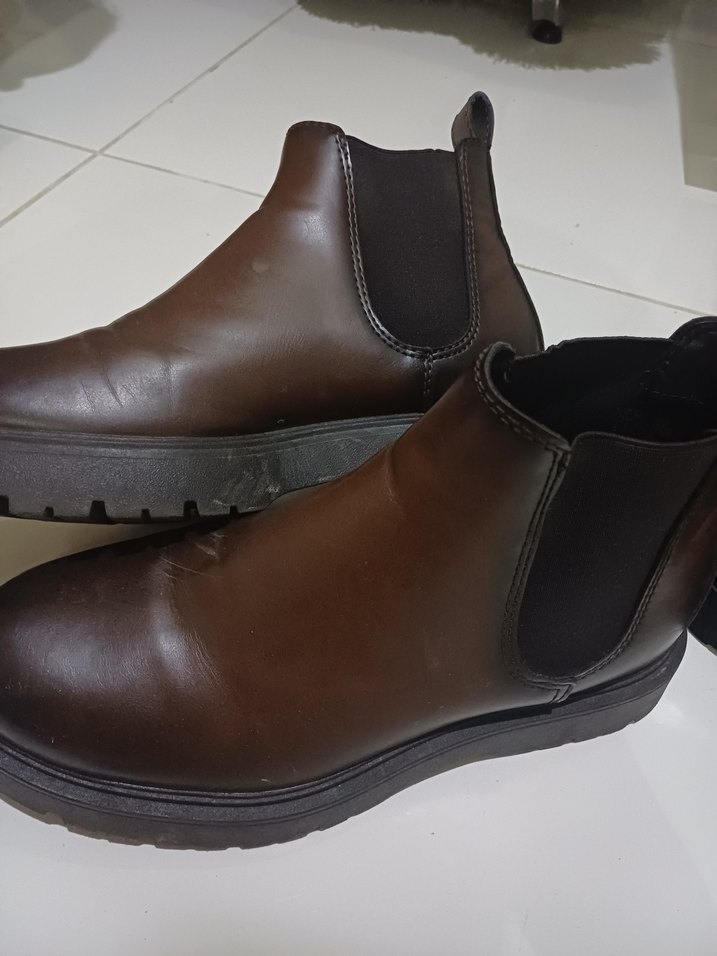 Kahverengi Deri erkek Botu, Tokalı, Kalın Topuklu - Görsel 4