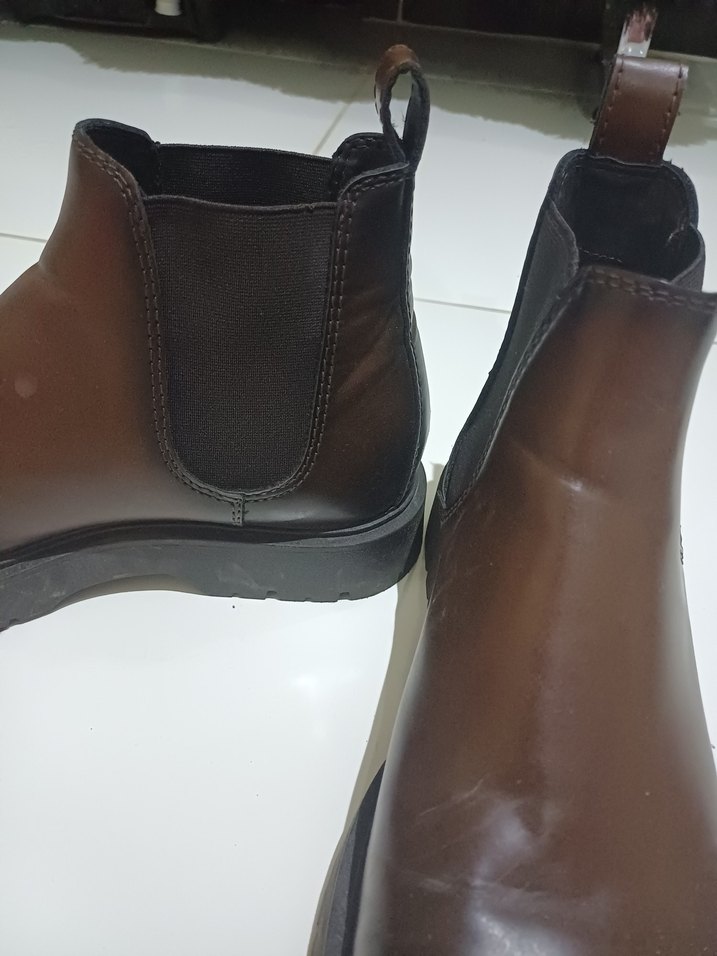 Kahverengi Deri erkek Botu, Tokalı, Kalın Topuklu - Görsel 2