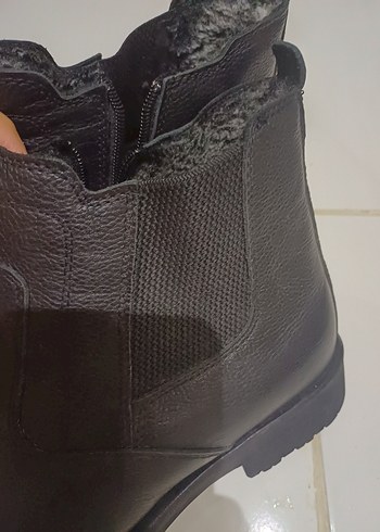 Erkek Siyah Deri Kürklü Günlük Bot - Görsel 4