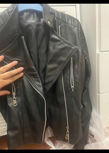 Diğer Siyah Kadın Deri Biker Ceket