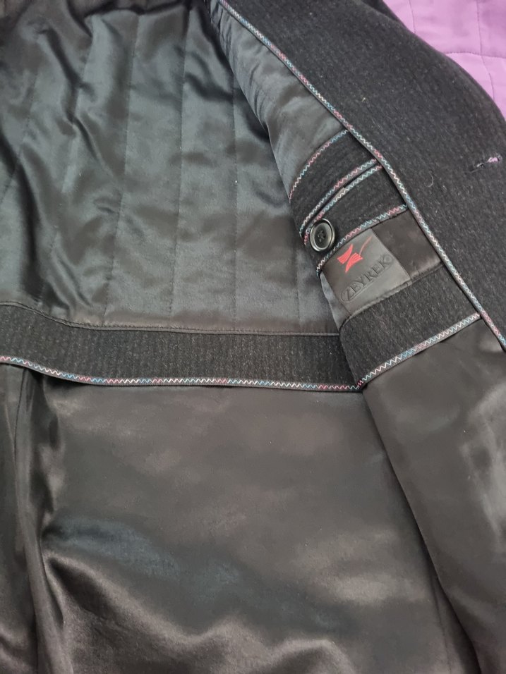 Düğmeli siyah kadife Erkek Uzun kaban - Görsel 3